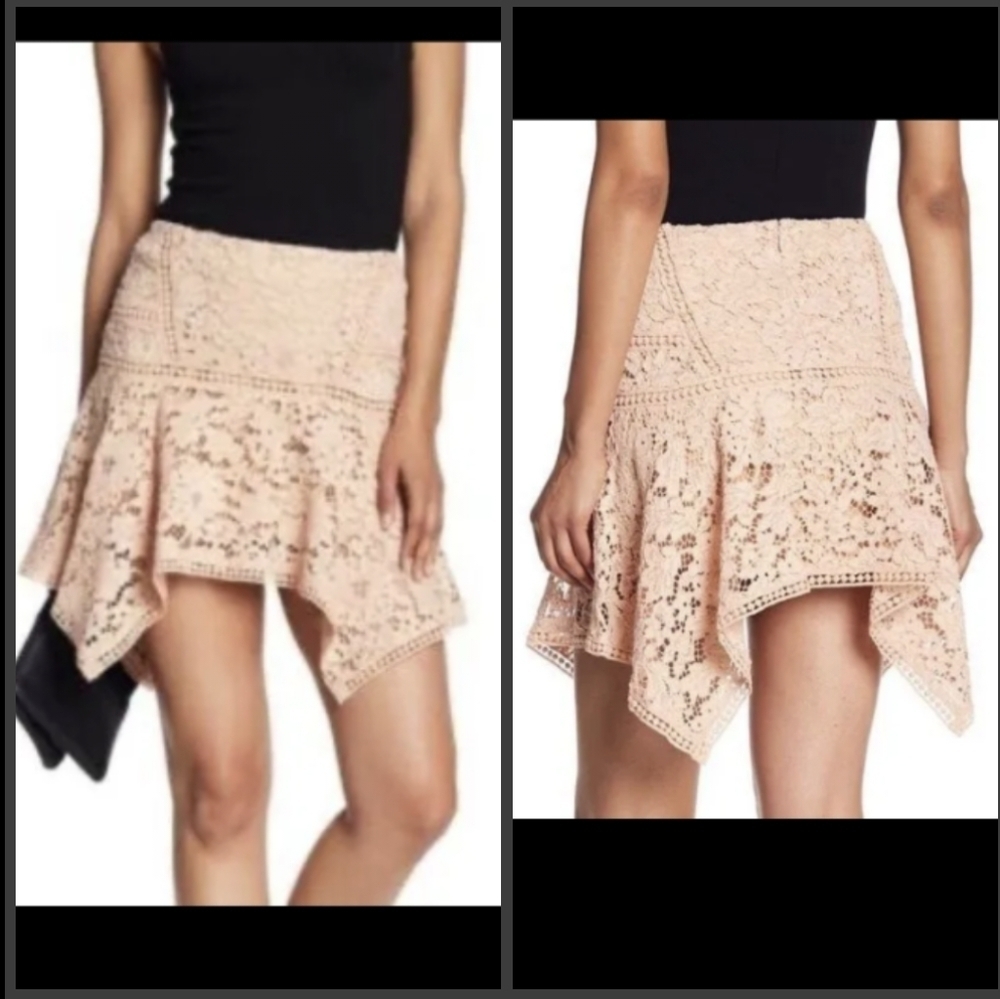 Veronica Beard Aura Blush Pink Lace Handkerchief Mini Skirt Size Small